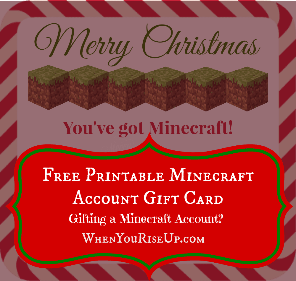 Printable Minecraft Account Gift Certificate
